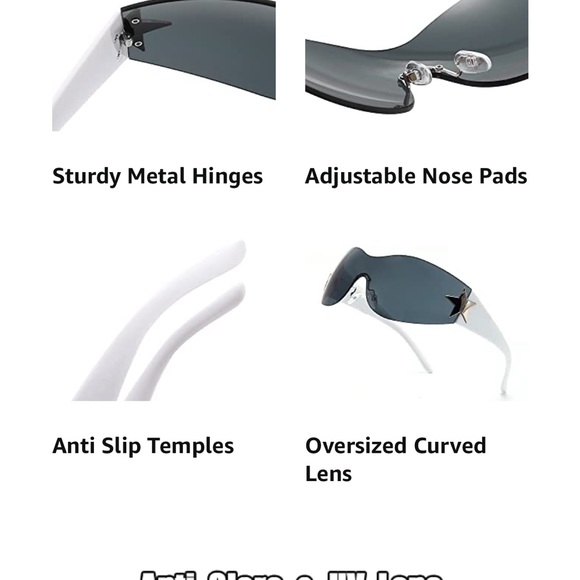 Y2K Wrap Oversized Sunglasses Black Star - Picture 12 of 12